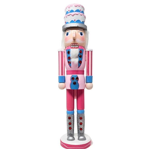 Pastel Cake Soldier Nutcracker 15" tall Pink, Candy Themed Decor, Christmas Gift - Picture 1 of 5
